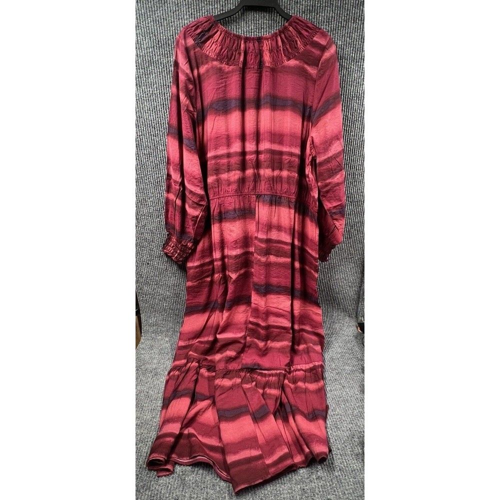Terra & Sky Maxi Dress Womens 2x (20-22w) Maroon Peasant Tiered Long Sleeve Nwt — image 4 of 8